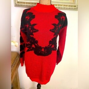 ELLEN D Gently Used Red and Black Sweater no size is listed but it fits a medium